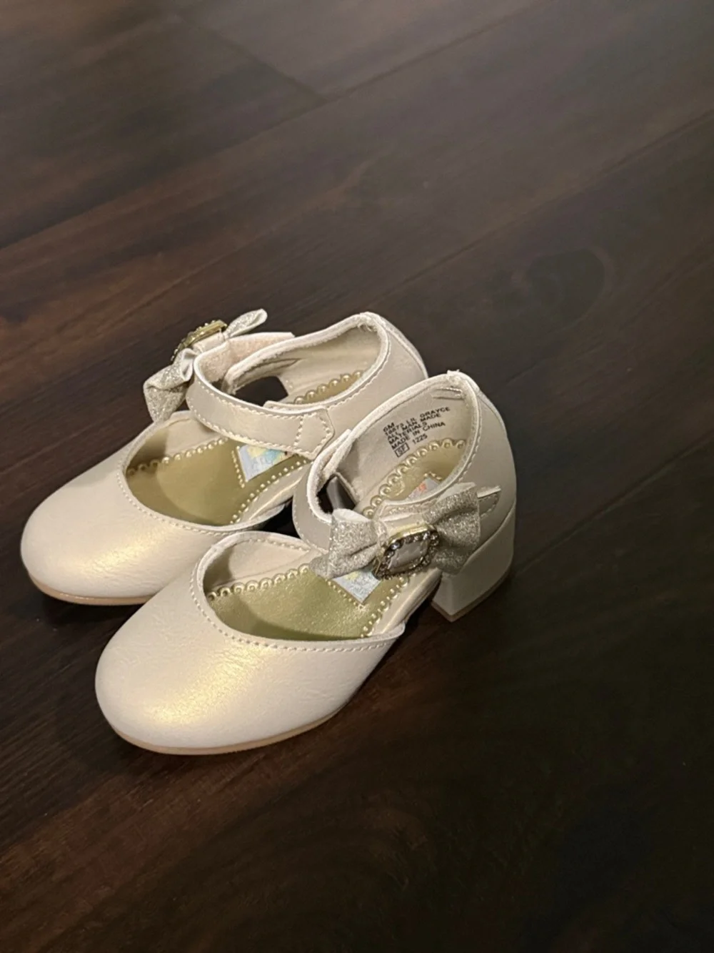Rachel Shoes Cream Sparkle Bow Mary Janes